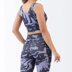 Soutien-gorge de sport camouflage pour femme, dos nageur, col carré, maintien moyen, respirant, séchage rapide, yoga, fitness, sans couture, Spandex Polyester - Product Image 5