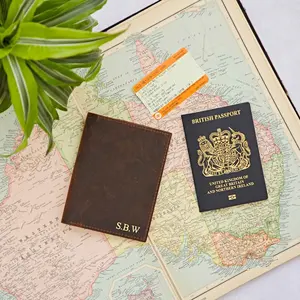 Персонализированный бумажник из кожи буйвола, дорожный бумажник и держатель для паспорта, Обложка для паспорта буйвола, Подарочная PTH-0075 на заказ