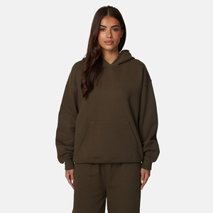 Sudadera con Capucha Extra Grande para Mujer, Color Sólido, Felpa de Algodón, Largo Regular, Ropa de Otoño - Product Image 1