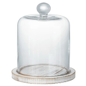 Cloche en verre ronde avec base en bois, design vintage, pour le stockage des aliments, utilisation en cuisine - Product Image 5