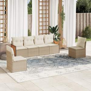 Set Divano da Giardino Beige Crema Bianco - Product Image 1