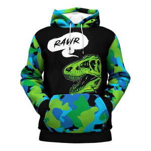 Sudadera con Capucha de Camuflaje para Hombre con Estampado de Dinosaurio Diseño Rawr Informal de Punto con Bolsillos para Otoño - Product Image 3