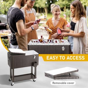 Frigorifero Portatile da Esterno 80QT con Gambe Quadrate in Rattan e Ripiano - Product Image 6