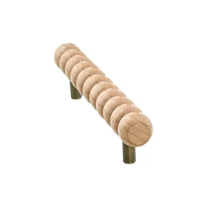 Tirador de Mueble con Perlas de Madera, Manija en T para Gabinete, Pomo para Cajón, Grano de Madera Natural, Montaje con Tornillo - Product Image 3