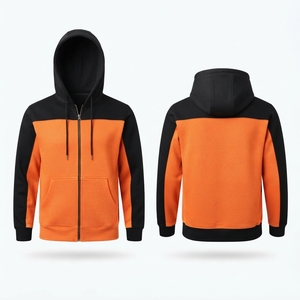 Sudadera con capucha y cremallera completa de diseño personalizado, 350GSM, forro polar térmico, con bloques de color, para hombre - Product Image 5
