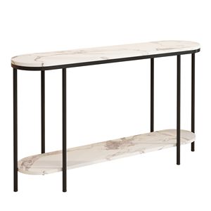 Consolle a 2 livelli stretta con ripiani portaoggetti, effetto marmo, per ingresso o soggiorno - 40085878 - Product Image 6