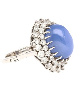 Vintage Women's Cocktail <b>Ring</b> with Natural Sapphire Pave Setting Diamonds 925 <b>Silver</b> Plated September Birthstone Gift - Product Image 2