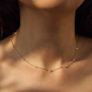 สร้อยคอเพชรแบบโซ่ 14k 18k ทองคำแท้ ทรงกลมแบบลอยตัว ประดับเพชรแล็บโกรว์ ทรงกลม 18 นิ้ว แบบโซลิแทร์ สำหรับใส่ทุกวัน สวยสง่า - Product Image 5