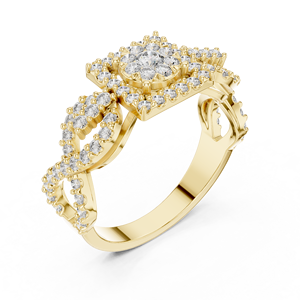 Anillo de Diamantes Moissanite de Oro de 18k Personalizado para Mujer, Corte Brillante, Diseño Halo, Chapado en Rodio, Anillo de Compromiso de Lujo, para Uso Diario - Product Image 2
