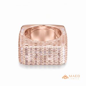 Bague de fiançailles pour homme en argent plaqué or rose avec moissanite, sertie à griffes, style hip-hop, bijoux de mode pour mariage et anniversaire - Product Image 1