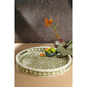 Bandejas de Servir Modernas al por Mayor, Hechas a Mano con Madera y Nácar, Elegantes, Duraderas, Multifuncionales, Ecológicas, con Estampado Animal, para Hotel y Hogar - Product Image 3