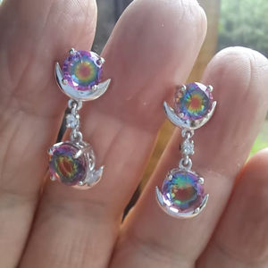 Pendientes de Plata de Ley con Cuarzo Estelar, Joyería Artesanal con Piedras Preciosas, Diseño Elegante para Mujer, Venta al Por Mayor para Exportación - Product Image 1