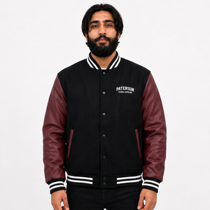 Custom Heavy <b>Weight</b> Eco-Friendly Unisex Varsity Jacket with <b>Stand</b> Collar Front Logo Embroidery <b>for</b> Wholesale US Apparel Brands - Product Image 3