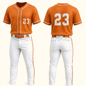 Men's <b>Baseball</b> Uniform Jersey Number 23 Orange Short Sleeve White Pants Breathable Polyester Regular Fit All Seasons - Product Image 1