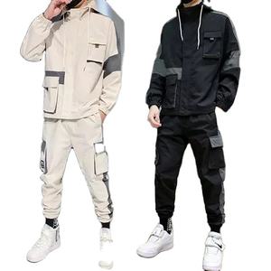 Conjunto Deportivo de Pantalones Cargo y Sudadera con Capucha y Cremallera para Hombre y Mujer, Transpirable, Talla Grande, de Poliéster y Algodón, para Otoño e Invierno - Product Image 1