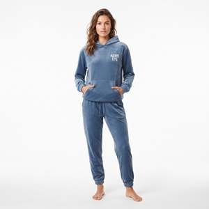 High Quality Women's Velvet <b>Velour</b> <b>Tracksuit</b> Custom Logo Two Piece Set Regular Fit Hoodie Kangaroo Pocket Jogger Pants Winter We - Product Image 1