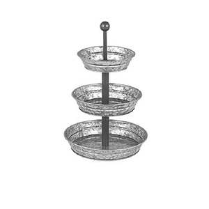 Support à gâteau à deux niveaux en métal, en fer galvanisé, rond, pour la présentation de desserts, réutilisable, lavage à la main uniquement, support de service pour cupcakes de mariage - Product Image 2