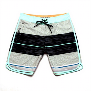 Men's Summer Cross-Border Five-Point Beach Swim Shorts Quick-Dry Canvas <b>Lace</b> <b>Elastic</b> Hot-Selling Striped Pattern - Product Image 6