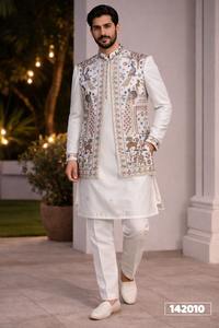 Conjunto de Kurta y Pijama de Tela Donair para Hombre, Diseño de Diseñador, con Bordado - Product Image 4