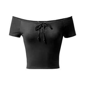 Top Corto para Mujer, Manga Corta, Transpirable, Antiencogimiento, Secado Rápido, Tejido de Punto de Poliéster/Algodón, Estilo Casual, Diseño Liso, Corte Regular - Product Image 5
