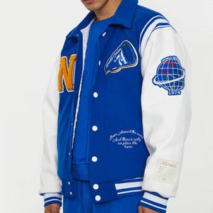 Custom Unisex Vintage Varsity Bomber <b>Jacket</b> High Quality Wool Body Leather Sleeves Letterman Baseball <b>Jacket</b> with Embroidery Pat - Product Image 6