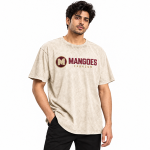 Camiseta de hombre al por mayor, corte regular, 220 gramos, algodón jersey, ecológica, anti-bolitas, lavado enzimático, bordado, hombro caído, manga corta - Product Image 1