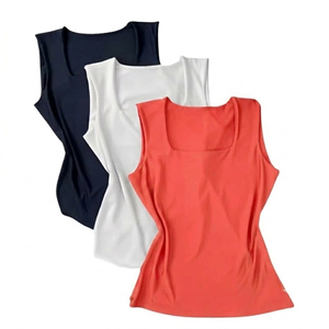 เสื้อกล้ามคอกลมสำหรับผู้หญิง DROGEN EXPORT สีดำ ขาว แดงคอรัล แบบเรียบ ไม่มีแขน ระบายอากาศได้ดี แห้งเร็ว สวมใส่สบาย ย้อมสีแบบ Garment Dyed - Product Image 1