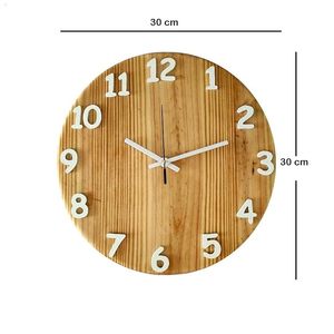 Wholesale Handmade Wooden Wall <b>Clock</b> Round <b>Roman</b> Numeral Decorative Timepiece Natural Wood Home Office Decor - Product Image 6