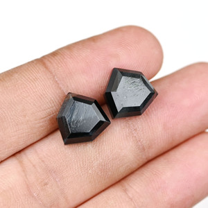 หินออบซิเดียนสีดำธรรมชาติ รูปทรงหกเหลี่ยม แบบตัดขั้นบันได ขัดเงาสูง ขนาด 12 มม. แบบหลังแบน สำหรับทำเครื่องประดับ จี้ แหวน - Product Image 4