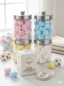 AL ASR Colorful Organic Cotton Balls Jar Set with Lid Logo Customizable for Skincare & Cosmetics Use - Product Image 4