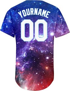 Camiseta de Béisbol Personalizada con Estampado de Galaxia, Manga Corta, Transpirable, de Poliéster, para Hombre, Nombre del Equipo 00, Diseño de Sublimación Completa - Product Image 3