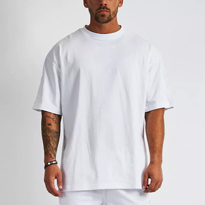 T-shirt en coton noir surdimensionné pour homme, col roulé, manches courtes, couleur unie, jersey tricoté, écologique, respirant, coupe ajustée - Product Image 4