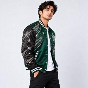 Chaqueta Varsity de Manga Larga con Cuello Alto para Hombre, de Lana y Lona para Invierno, Venta al Por Mayor a Bajo Precio, Fabricantes con OEM - Product Image 3