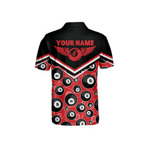 Vêtements de sport pour hommes sur mesure en gros, maillot de snooker anti-plis, chemise de billard imprimée respirante à séchage rapide, teinte unie - Product Image 2
