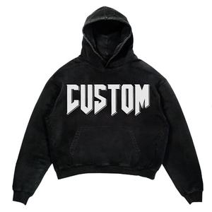 100% Cotton Hoodies Blank <b>Thick</b> <b>Fleece</b> Heavy Weight Oversized Hoodies Custom Print Logo Men's Hoodies & Sweatshirts - Product Image 1