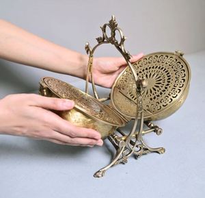 Cuenco para aperitivos hecho de latón y metal, completamente de latón puro, con tapa, fácil de mantener. - Product Image 2