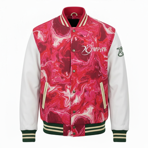 Manches en cuir de style américain original avec broderies et patchs, style streetwear viral, pour le monde professionnel et universitaire - Product Image 1