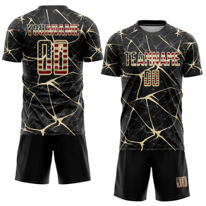 Custom <b>Black</b> Gold Cracked Pattern Soccer Jersey Short Sleeve Crew Neck Moisture Wicking Sublimated Print Soccer Jersey - Product Image 2