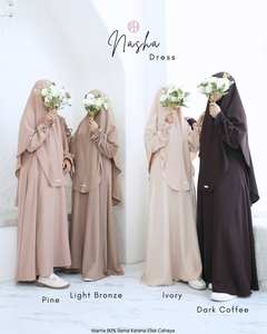 เดลี่อาบายะห์ สไตล์เรียบง่าย ผ้าโพลีเอสเตอร์/คอตตอน น้ำหนักเบา ทรงเอไลน์ ยาวคลุมเท้า ระบายอากาศได้ดี - Product Image 2