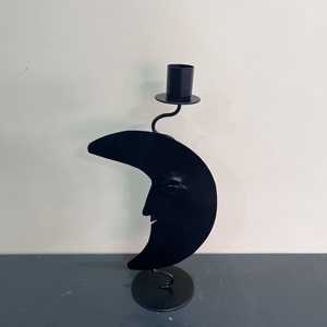 เชิงเทียนเหล็กทรงดวงจันทร์ตกแต่งสีดำตกแต่งบ้าน - Product Image 1