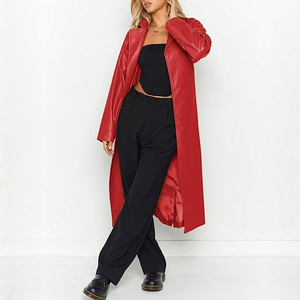 Winter Women's <b>Long</b> 2026 Latest Design Fashionable High Street Style Coats Real <b>Leather</b> <b>Jackets</b> Coats With-Belt OEM Service - Product Image 4