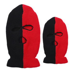 Balaclava en polyester respirant et imperméable à rayures rouges et noires, masque intégral pour une utilisation en extérieur en hiver, taille adulte unisexe 56-58 cm - Product Image 1