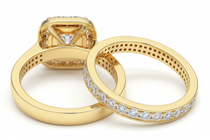 Bague de fiançailles de luxe en moissanite plaquée or 18 carats, bague de mariage avec diamants taille brillant rond, bague de demande en mariage pour femme - Product Image 4