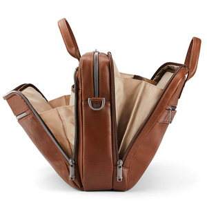 Custom Genuine <b>Leather</b> Unisex Briefcase Vintage Style Soft Handle Zipper Closure Brown <b>Laptop</b> Bag Business <b>Leather</b> <b>Backpack</b> Bags - Product Image 5