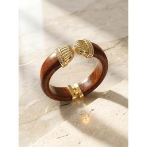 Wooden <b>Bangle</b> Set with Gold Accents Wooden <b>Bangle</b> <b>Bracelets</b> Women Girls Handmade Eco-Friendly Unisex Traditional - Product Image 1