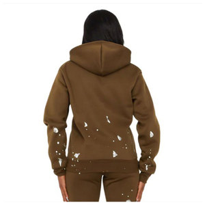 Women's Winter <b>Brown</b> Hoodie <b>Jogger</b> Set Two Piece Casual Tracksuit Sweatshirt Pants Loungewear Sportswear 100% Cotton Outfit - Product Image 3