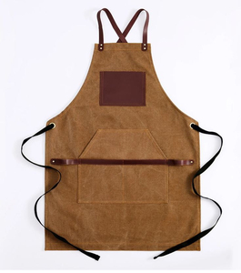 Tablier de soudeur en cuir sans manches de haute qualité pour hommes, résistant à la chaleur et aux flammes, tablier de travail robuste à 6 poches pour cuisine, chef, barbier - Product Image 1