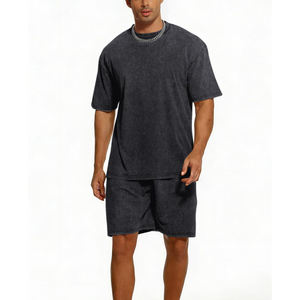 Hot Sale Acid Wash New Arrival Men Summer Short Sleeve T Shirts and Shorts <b>Twin</b> <b>Set</b> Contrast Color Men <b>Twin</b> <b>Sets</b> for Adults OEM - Product Image 1