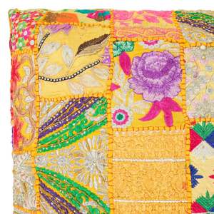 Vintage Bohemian Patchwork Cotton Floor <b>Pouf</b> Square Cushion Cover Handcrafted Embroidered Seat for Living Room - Product Image 6