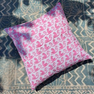 Pure Cotton Handcrafted Animal Cartoon Polka Dot Block Printed Eco-friendly Boho Design <b>Cushion</b> Cover Home Decor Breathable - Product Image 1